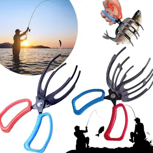 2 Packs 2/3 Claw Fish Gripper, Metal Fishing Pliers Gripper Catch Fish Control Clamp, Three Teeth Fishing Pliers Control Forceps Fishing Accessories for Most Freshwater Fish Grip Tackle Holder