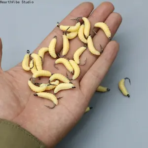 Luya bait hooked mealworm 20mm0.45g bionic hooked maggot soft bait fake bait set cross-border wholesale,summervibes