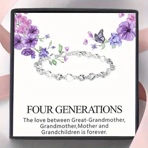 To My great-grandmother, Birthday Gift From Mom, Daughter, Granddaughter，great-grandmother Newest Heart Bracelet Gift, Birthday Gift, Christmas Gift, Gift Card With Text And Gift Box Packaging.