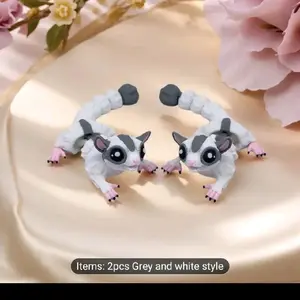 Sugar Glider 3D Print Toy - 2pcs Grey and White Style - Perfect for Kids and Collectors