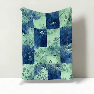 1 Piece Watercolor Landscape Checkered Blanket, HD Digital Single-Sided Printed Flannel Throw Blanket, Ultra Soft Cozy Blanket for Sofa, Bed and Travel, Aesthetic Decorative Gift Blanket