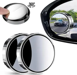 2pcs Blind Spot Convex Car Mirror,Round HD Glass,Frameless Convex Rear View Mirrors,Exterior Accessories,Wide Angle Adjustable Stick,for Car SUV and Trucks