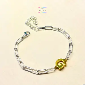 Silver Paperclip Gold Letter Bracelet fashion jewelry