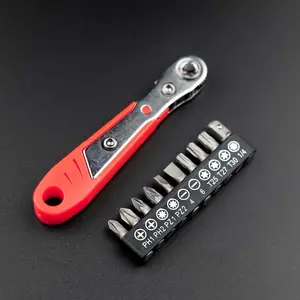 Ratchet Screwdriver Set with 10 Bits, Dual Direction L-Shaped Corner Wrench Tool, Small Space Use, Precision Repair Kit