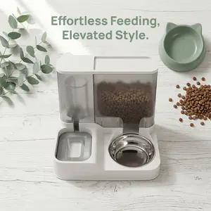 Automatic Cat Feeder and Water Dispenser - Ceramic Pet Bowl for Cats and Dogs - Dual Function Food and Water Station