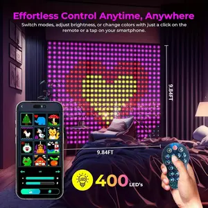 400 LED Smart Curtain Fairy Lights DIY Christmas String Light RGB Changing Music Sync Text Remote App Controlled Curtain Lights