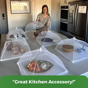 Pack Of 12 Mesh Food Covers,17"x17" Pop-Up Mesh Food Covers Tent Umbrella for Outdoors, Screen Tents, Parties Picnics, BBQs, Reusable and Collapsible