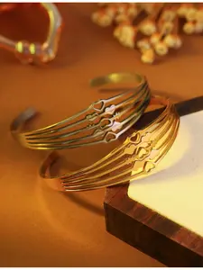 1pc Boho heart arrow bracelet, stainless steel material, plated with 18K gold, couple's romantic open bracelet, Valentine's Day, wedding anniversary gift (without box)