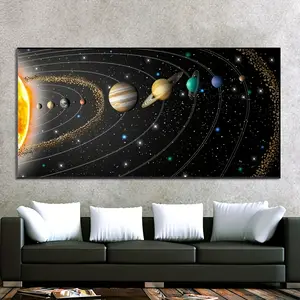 Solar System Planets Canvas Painting, Cosmic Art Poster Print, Modern Science Wall Picture For Living Room Home Decor, No Frame Ornaments Photo Decoration Artistic