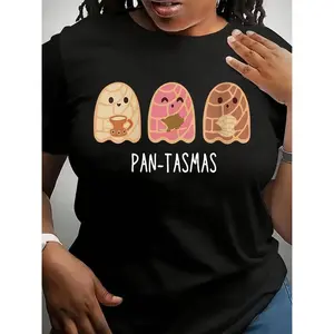 Funny Pantasmas Ghost Pan Dulce T-Shirt, Cute Ghost Conchas Tees, Latina Shirt, Mexican Halloween T-Shirt, Halloween Gift For Woman Cotton Fabric Top Womenswear