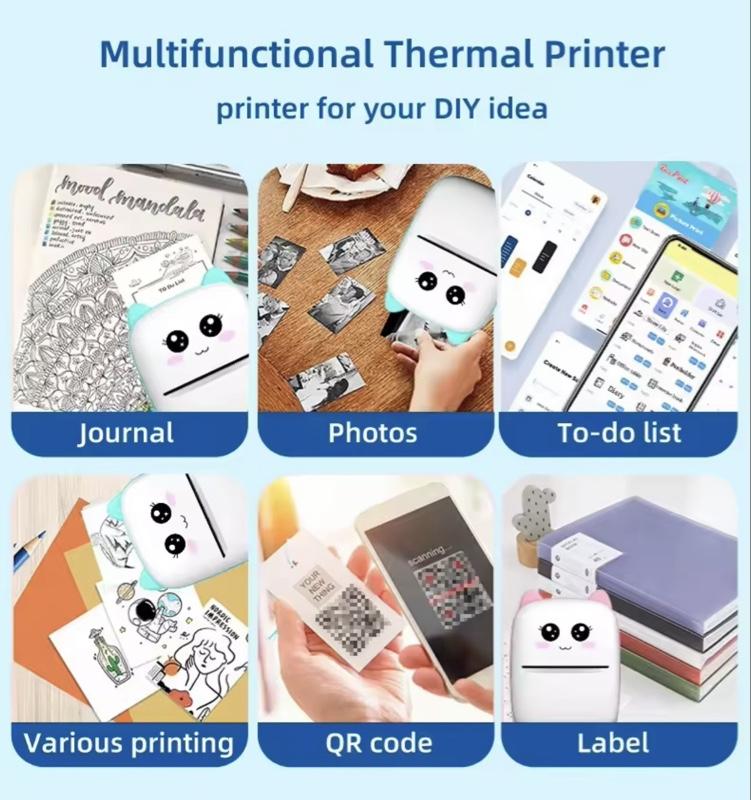MINI Portable Thermal Printer Wireless Label Memo Machine 200dpi Bluetooth Inkless Pocket Imprimante Phone Notes Printing Paper with 3 White & 3 Color Rolls for Home Offices School. Once item is used no returns. All items have been tested by Manufacturer.