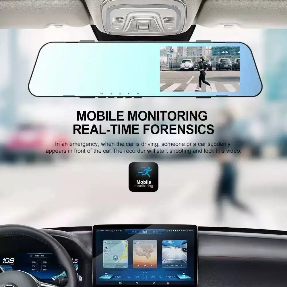 2.4 Inch Universal Car Rearview Mirror Dashcam - Single Lens Video Surveillance, Simple Elegant Design Fit for All Vehicle Models, Ideal Gift for Family Members (Dashcams for Cars Accessory), 2.4Inch Ultra-Thin Single Lens