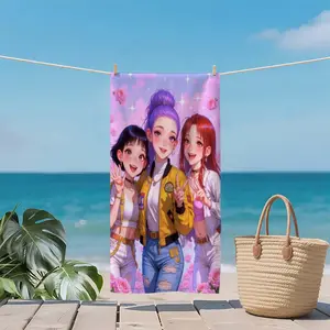Kpop Group Themed Beach & Pool Towel, Quick-Dry Soft Swim Towel, Suitable for Beach, Pool, Bath, Yoga Sessions, Cute Kpop Merch, Perfect Gift for Fans