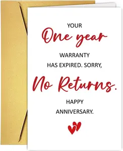 Funny One Year Anniversary Card for Husband Wife Couple Partner, Hilarious 1st Wedding Anniversary Card for Boyfriend Girlfriend Him Her, One Year Warranty No Returns Men