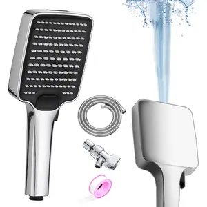 Square 3-in-1 Supercharged Shower Head Handheld Showerhead Set Square 3-in-1 Supercharged Shower Head Handheld Showerhead Set