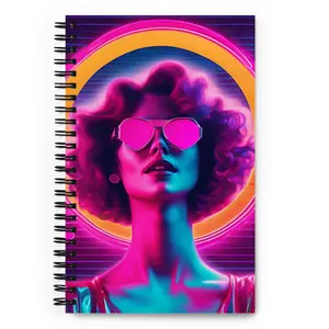 Neon Girl Spiral Notebook - Customized Wire-bound Notebook with Soft-Touch Coating, 140 Dotted Pages, Made for Daily Use