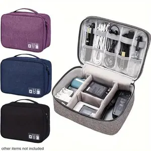 Electronics Storage Bag, 1 Count Multi Grid Electronics Organizer, Cosmetic Storage Bag, Pouch, Storage Bag for Cable Charger, Phone, USB, SD Card, Hard Drives, Power Bank