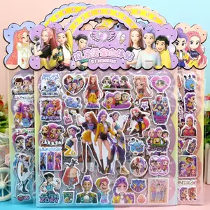 High Quality Demon Hunters Stickers Rumi Mira Zoey Q Version Print Bubble Stickers for Students Gift Party Decoration PP Material