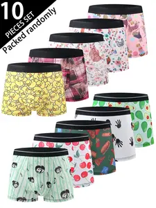 Men's Briefs Set (10pcs), Cartoon Animal Pattern Design, Trendy Fashionable Men Underwear, Comfortable All-Season Wear, Ducks