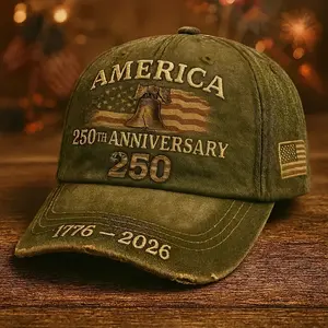 USA 250 Year Anniversary Washed Vintage Distressed Cap Adjustable Patriotic Hat American Hat