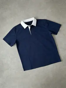 Men's Collar Polo Shirt, Fitted Breathable Fabric for Daily Commute, Casual Office Wear, Vintage College Style Fashion Piece