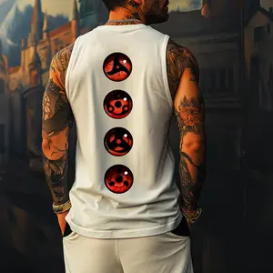 Naruto Sharingan Unisex Summer outfits men streetwear 80s 90s graphic tees cotton Anime tank tops men gifts