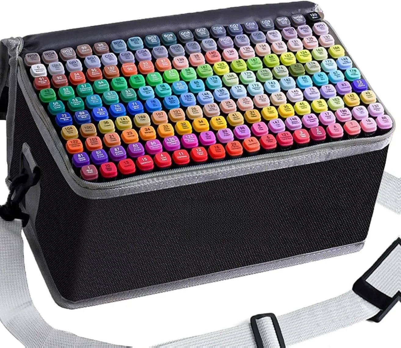 Alcohol Markers 168 Colors Drawing Pens Set Dual Tip Permanent Art Markers for Kids and Adult Gifts-168 Black Shell Refillable with Zippered Carrying Case