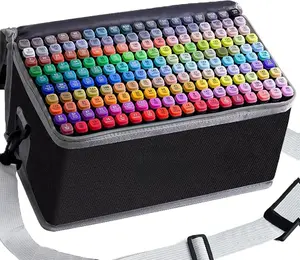Alcohol Markers 168 Colors Drawing Pens Set Dual Tip Permanent Art Markers for Kids and Adult Gifts-168 Black Shell Refillable with Zippered Carrying Case