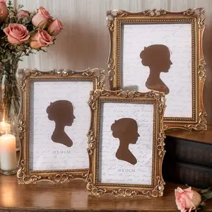 Vintage Resin Photo Frame with Vine Design, European Elegant Floral Decorative Border, Hand-Painted Home Decoration, Photography Prop, Sturdy Frame Design