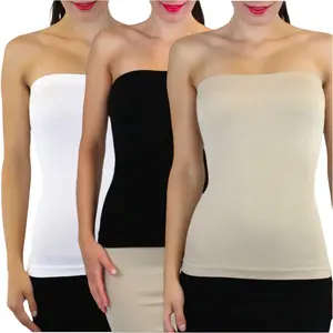 ToBeInStyle Women's Pack Of 3 Elastic Bodycon Hourglass Strapless Tube Top