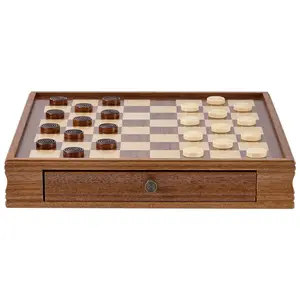 TikTokShopBlackFridayVEVOR Solid Wood Chess Set, 15 inch 2-IN-1 Chess Checkers Game Set, Chess Board Games with Storage Drawer & Weighted Chess Checkers Pieces & 2 Queens, for Adults Kids Tournament Professional Beginner