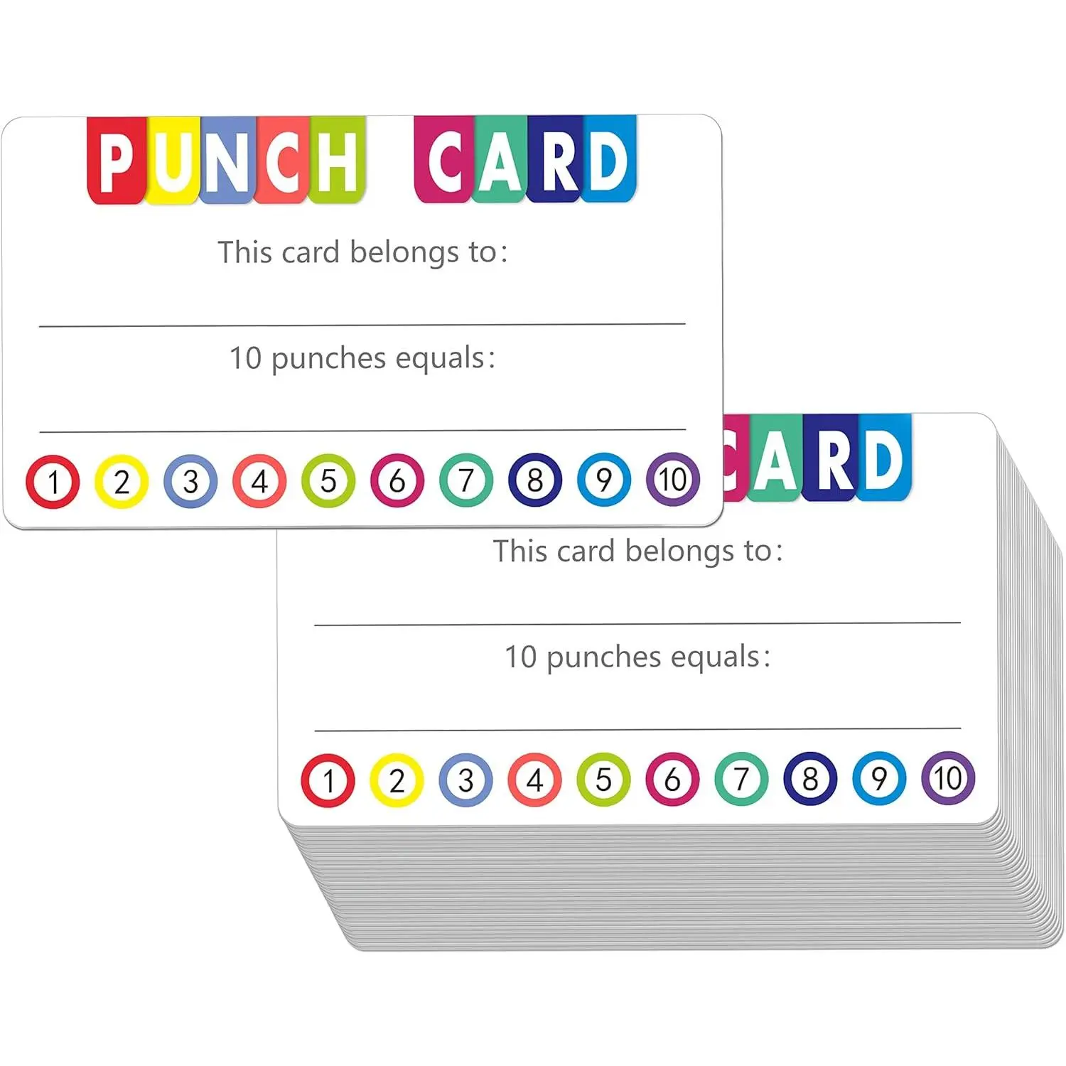 102 count Punch Cards Incentive Loyalty  Card for Classroom Business (3.5" x 2")