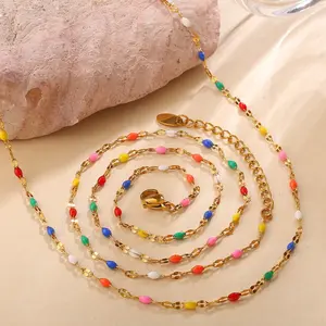 Bohemian Collarbone Necklace - Artistic, Brightly Colored, Colorful Layered, Gold Beaded, Natural Necklaces with Colorful Natural Stone Craftsmanship & Dopamine Color Trendy Charm, Artistic Necklaces