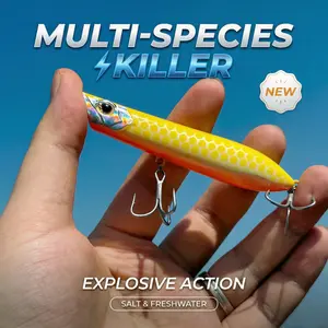 Pencil Popper Topwater Fishing Lure Multi-Species Killer Explosive Action for Salt & Freshwater Big Fishing Lure