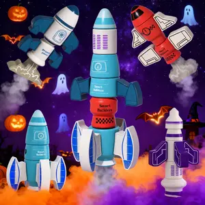 DIY free-assembly space rocket building set exploration kit, toddler stacking toy, colorful rocket parts that can be disassembled,attractive desktop Halloween collectible decoration,parent–child interactive educational toy,premium gift choice for children