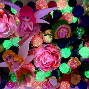 Fairy Spring; Partial Luminous Colorful Resin and Acrylic Beads and Charms Mix for for DIY Pens Keychains Phone Chains Sun Catcher Car Hanger and other DIY Jewelry & Accessories; Includes fancy focal beads and Acrylics