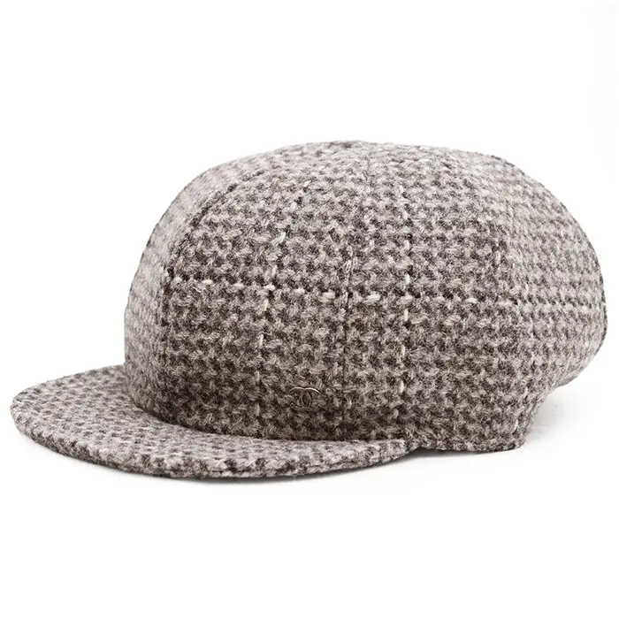 Pre-owned CHANEL Wool Small Leather Goods Tweed Cap