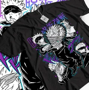 Gojo Satoru T-shirt Jujutsu Kaisen Mahito Anime Horror Funny Gift Shirt All Size