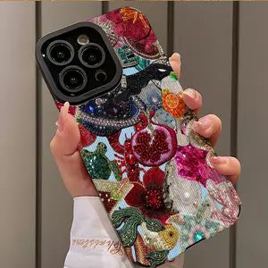 Abstract Shiny Floral Pomegranate Flower Design Shockproof Protective Ultra-Thin Cellphone Phone Case Cover Casing for iPhone 17/16/15/14/13/12/11/plus/pro Max Series Gift Idea Accessories
