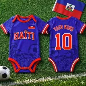 Personalized Haiti Baby Bodysuit, Custom Name Number Infant Soccer Outfit, Haiti Baby Jersey Gift, Baby Shower Gift D9I WYE