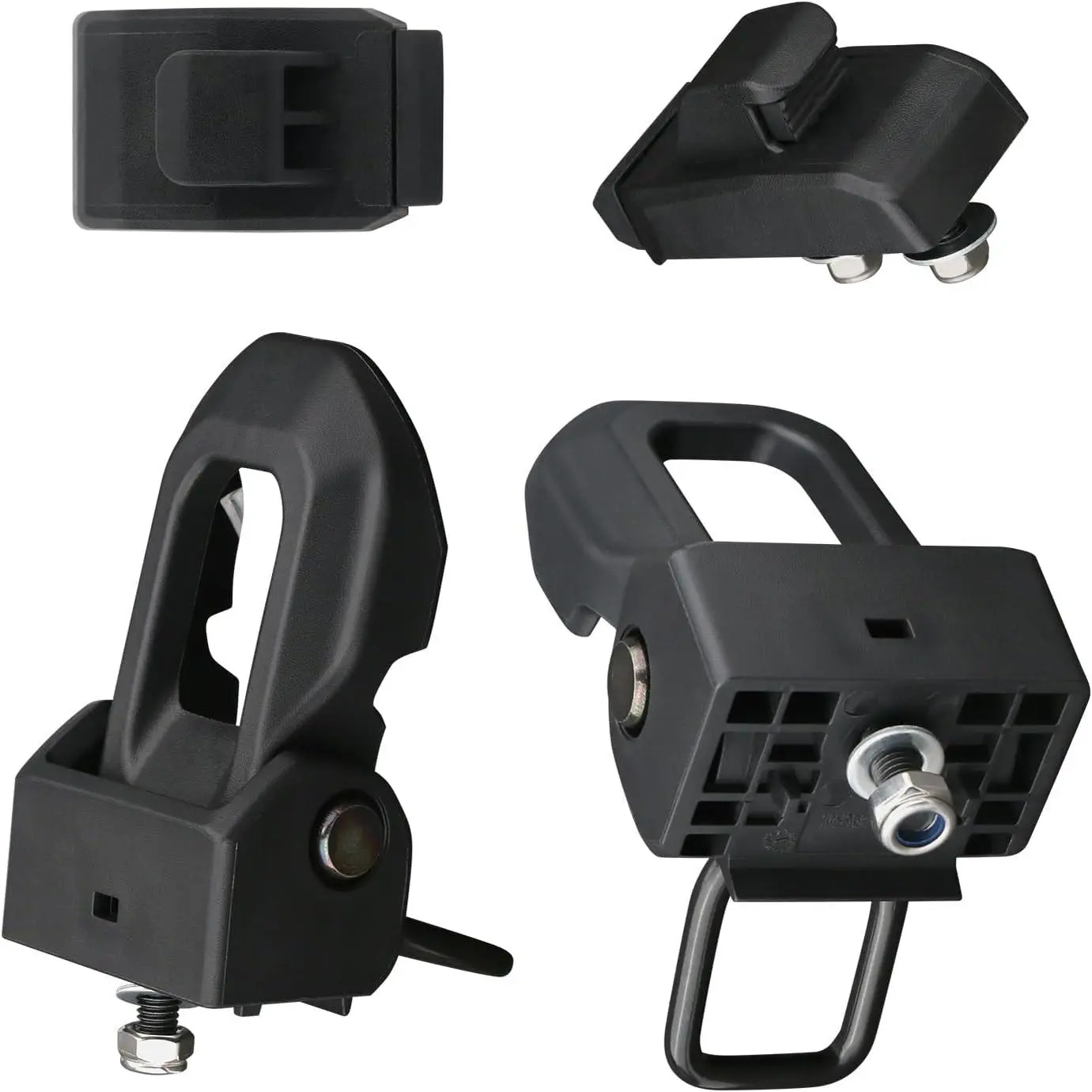 Hood Latch Lock with 2 Hood Clamps & 2 Latch Brackets, Left Driver & Right Passenger Side 68240952AF, Compatible with 2018-2025 Jeep Wrangler JL JLU, 2020-2023 Jeep Gladiator JT Hardware Accessories, 2 * Hood Clamp, 2* Latch Bracket