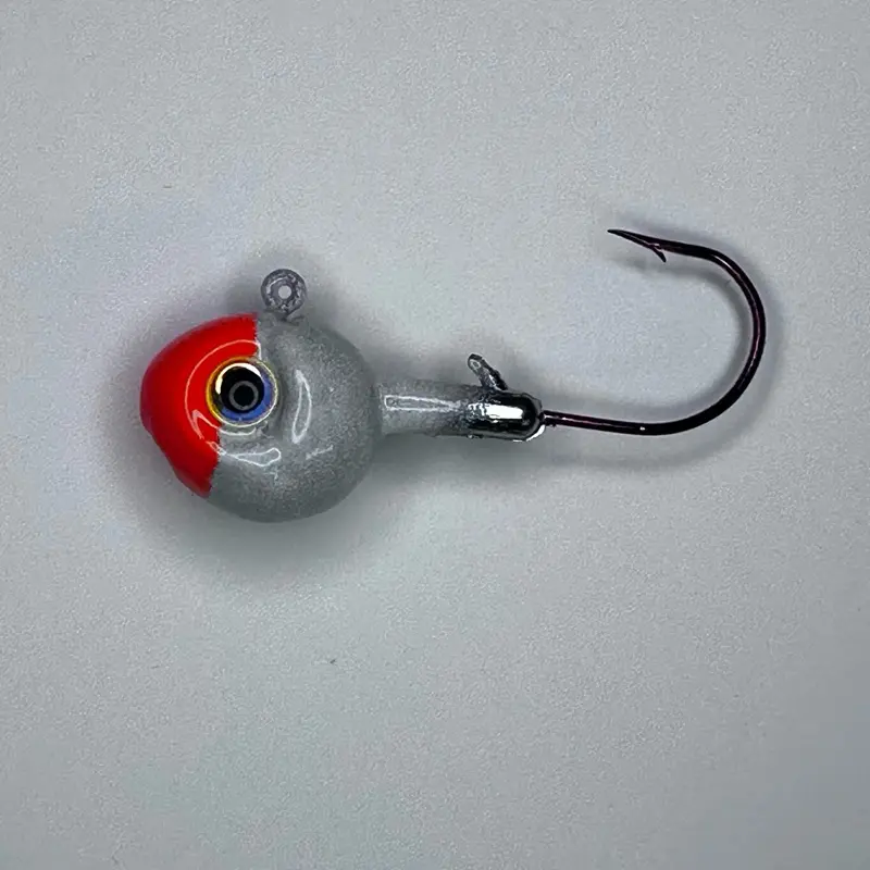 Glow Bloody Nose 1oz Walleye Fishing Jigs - Hand Painted Jigs with Red and White Design, 10 Count, Fishing Accessory