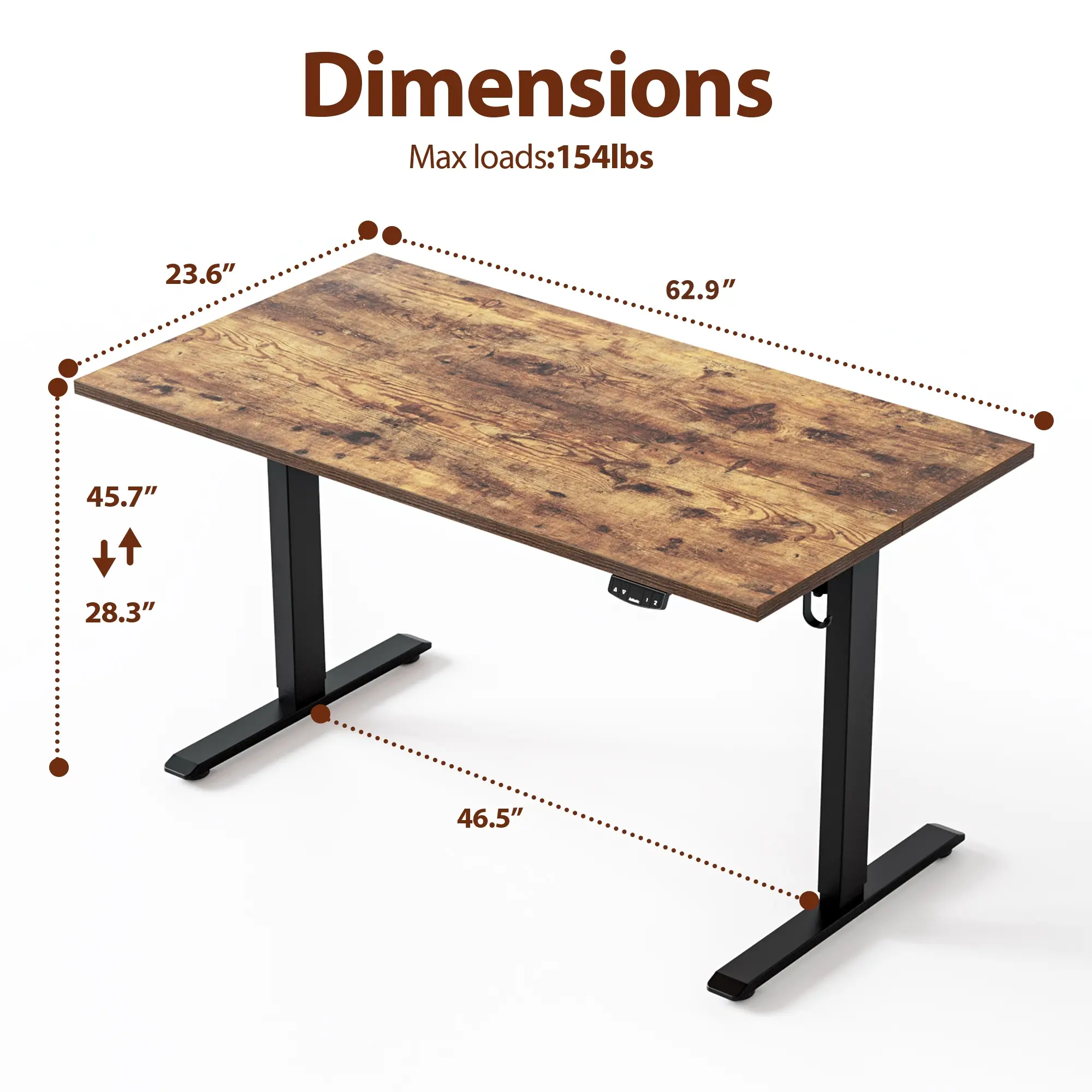 62.9 x 23.6" Rustic Brown