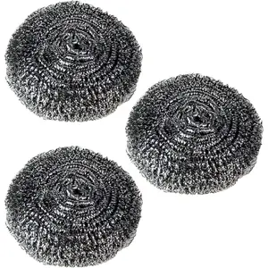 Metal   3 count Steel  , Stainless Steel, Metal Sponge, for Cleaning Kitchen, Cleaning Dishes, Pots, Stove, Dish, Oven (3)