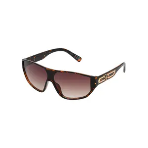 Wrap-Around Shield Sunglasses in Tortoise