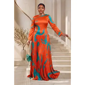 Cascade Pleat Dress | Orange