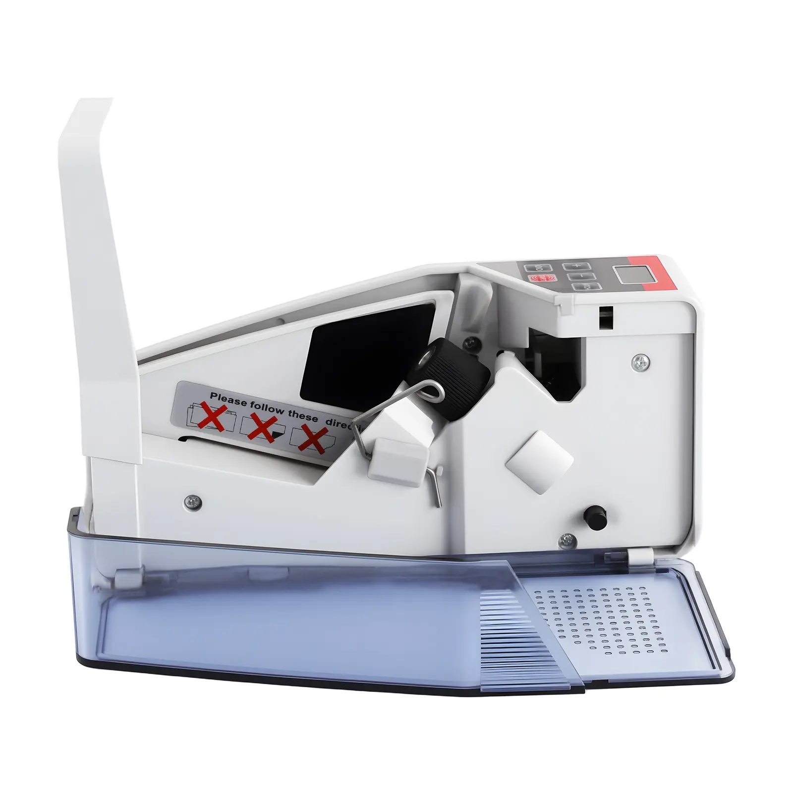 White Money Counting Machine - Metal, Plastic & Rubber Construction, LED Display, 100-240V Adapter Compatible, Included Storage Bag, Suitable for Banks, Stores (Multi-Currency)