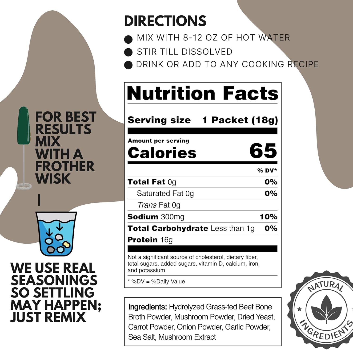 Ketostat Grass Fed Beef Bone Broth Powder Packets 12 Pack 16g Hydrolyzed Collagen Amino Acids Electrolytes Sipping Broth Powder Made in USA Natural Muscle Protein Supplement Edible Colagen