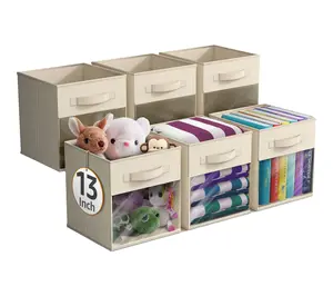 Sorbus 13 Inch Storage Bins with Clear Window - 6 Pack