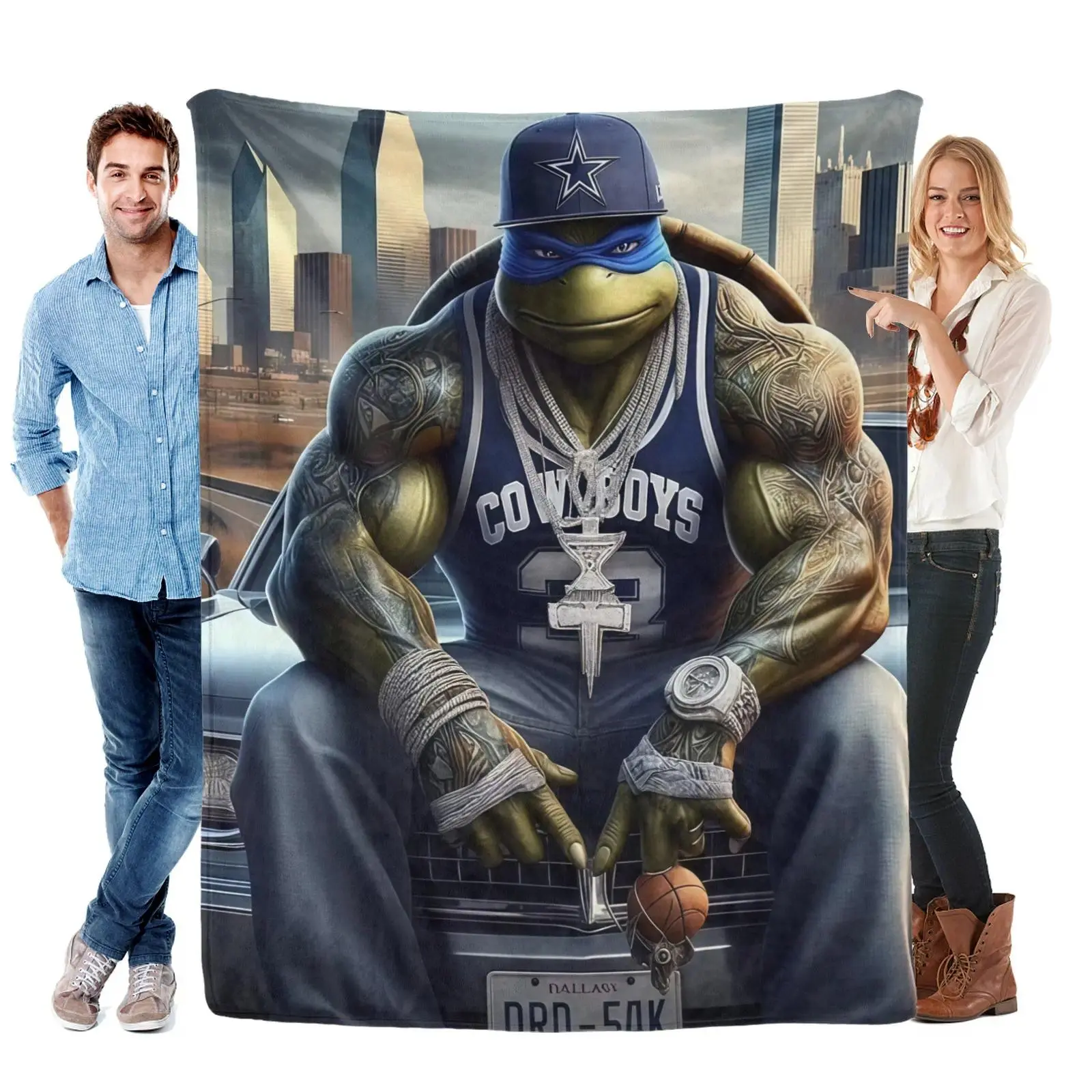 Ninja Turtle-themed Blanket With Cool Tattoo Trend Fashion Outfit Super Soft Flannel Blanket, an Ideal Gift For Children and Enthusiasts on Special Occasions. Perfect For Use at Home, Office, Outdoors and Parties.
